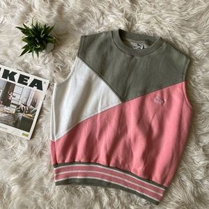 VINTAGE PUMA | Pink, Grey and White Vest/Tank Top
